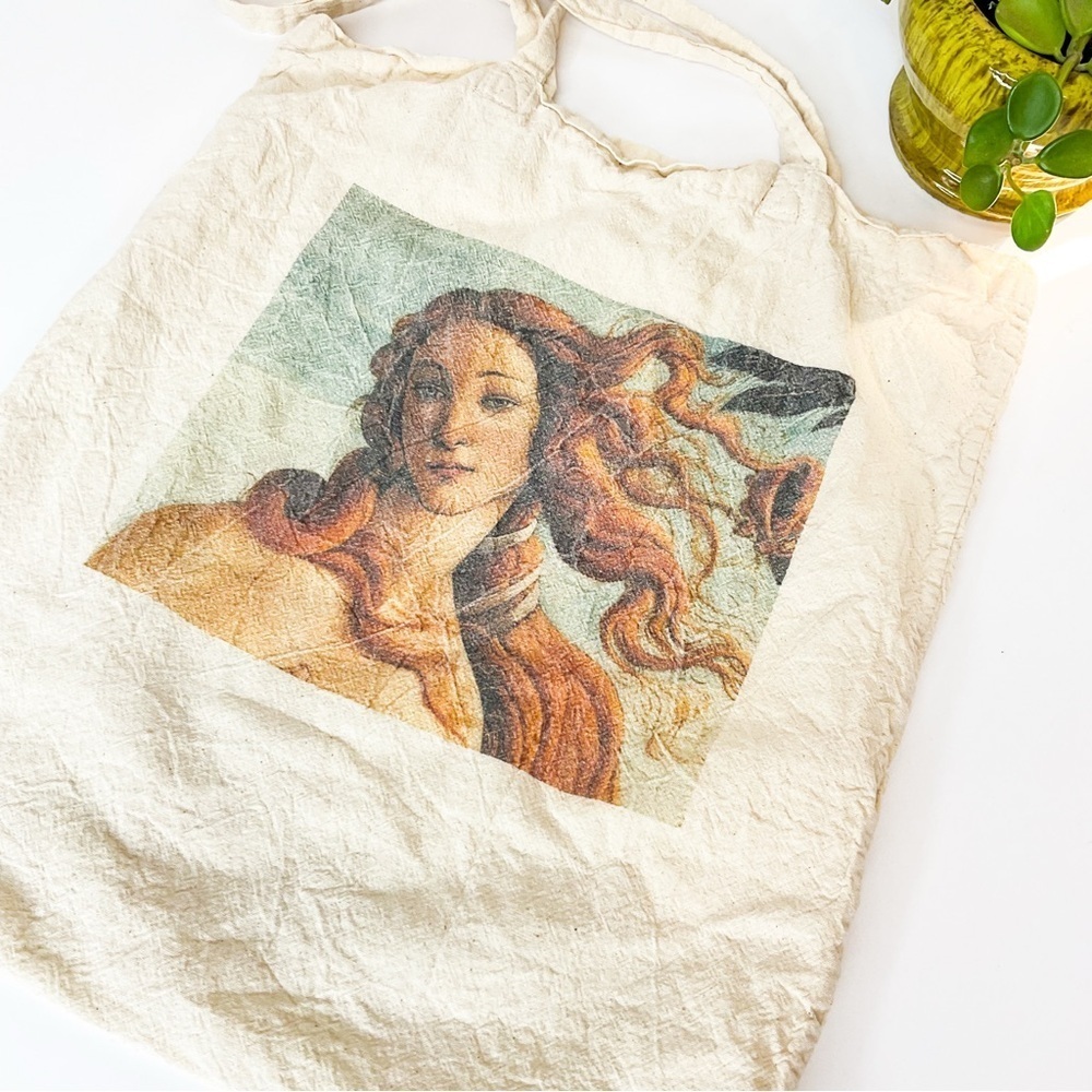 Renaissance Art Print Canvas Tote Bag Cream
